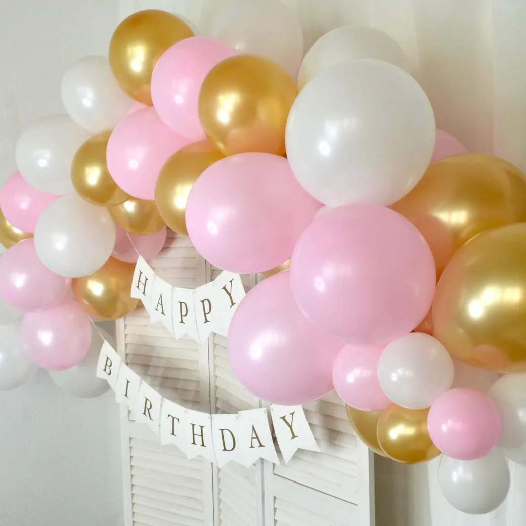 Ballongirlanden-Kit DIY Gold-Rosa