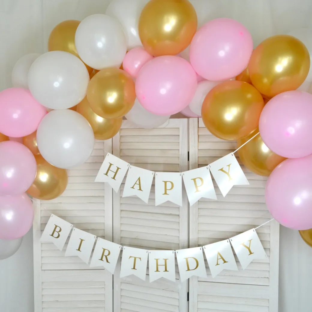Ballongirlanden-Kit DIY Gold-Rosa
