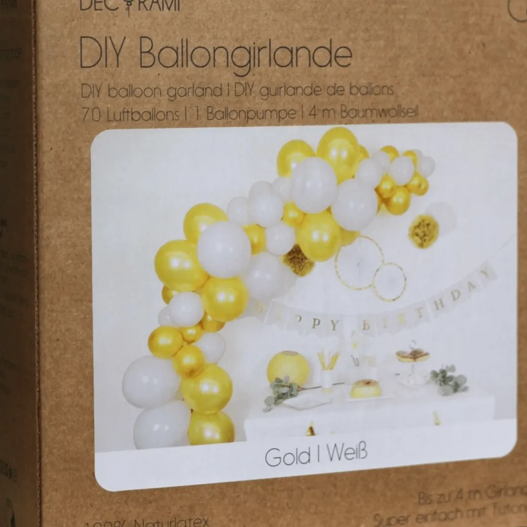 Ballongirlanden-Kit DIY Gold-Weiß