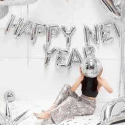 Ballonschriftzug "HAPPY NEW YEAR" Silber