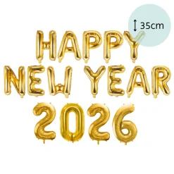 Ballonschriftzug "Happy New Year 2026" Gold