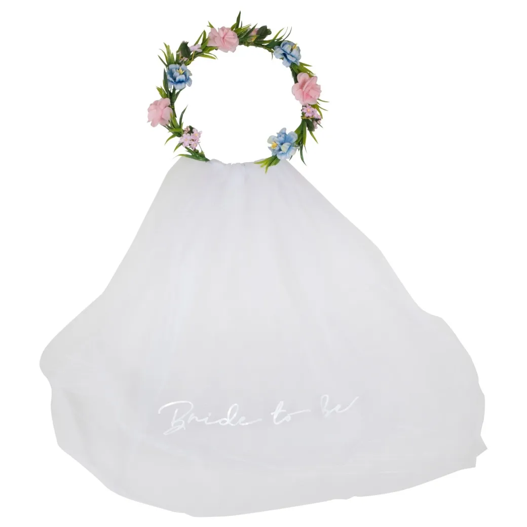 Blumenkranz mit Schleier "bride to be"