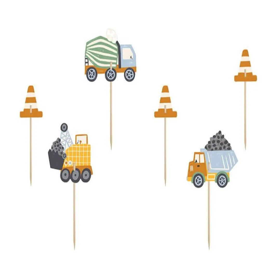 Cake-Topper Baufahrzeuge 6 Stk.