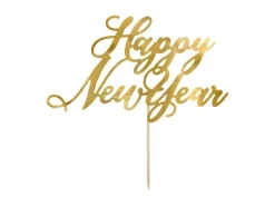 Caketopper "Happy New Year" Gold Papier