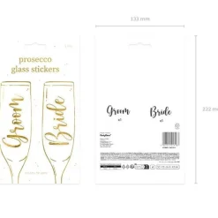 Champagne Sticker "Groom" & "Bride"