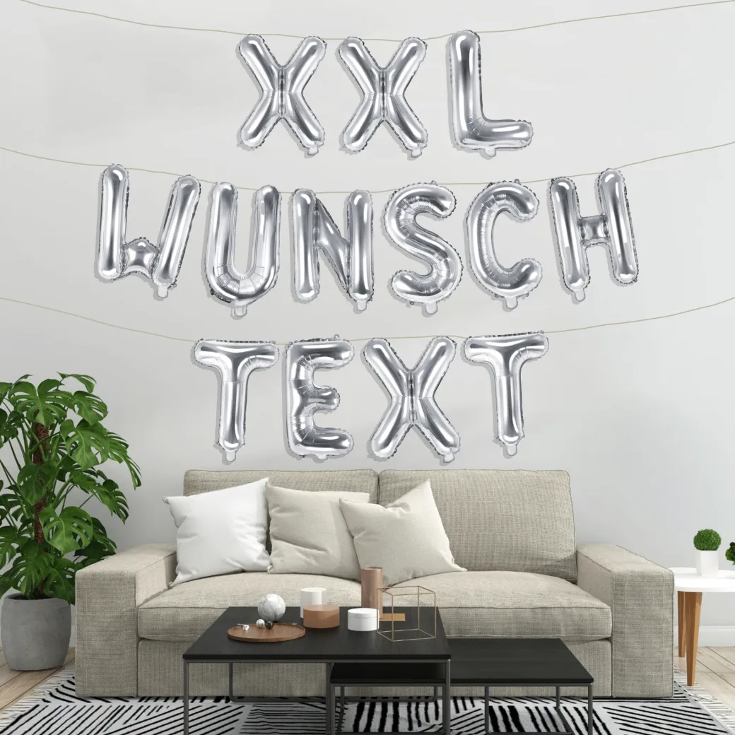 Dein Ballon-Wunschtext mit XXL-Folienballons Silber
