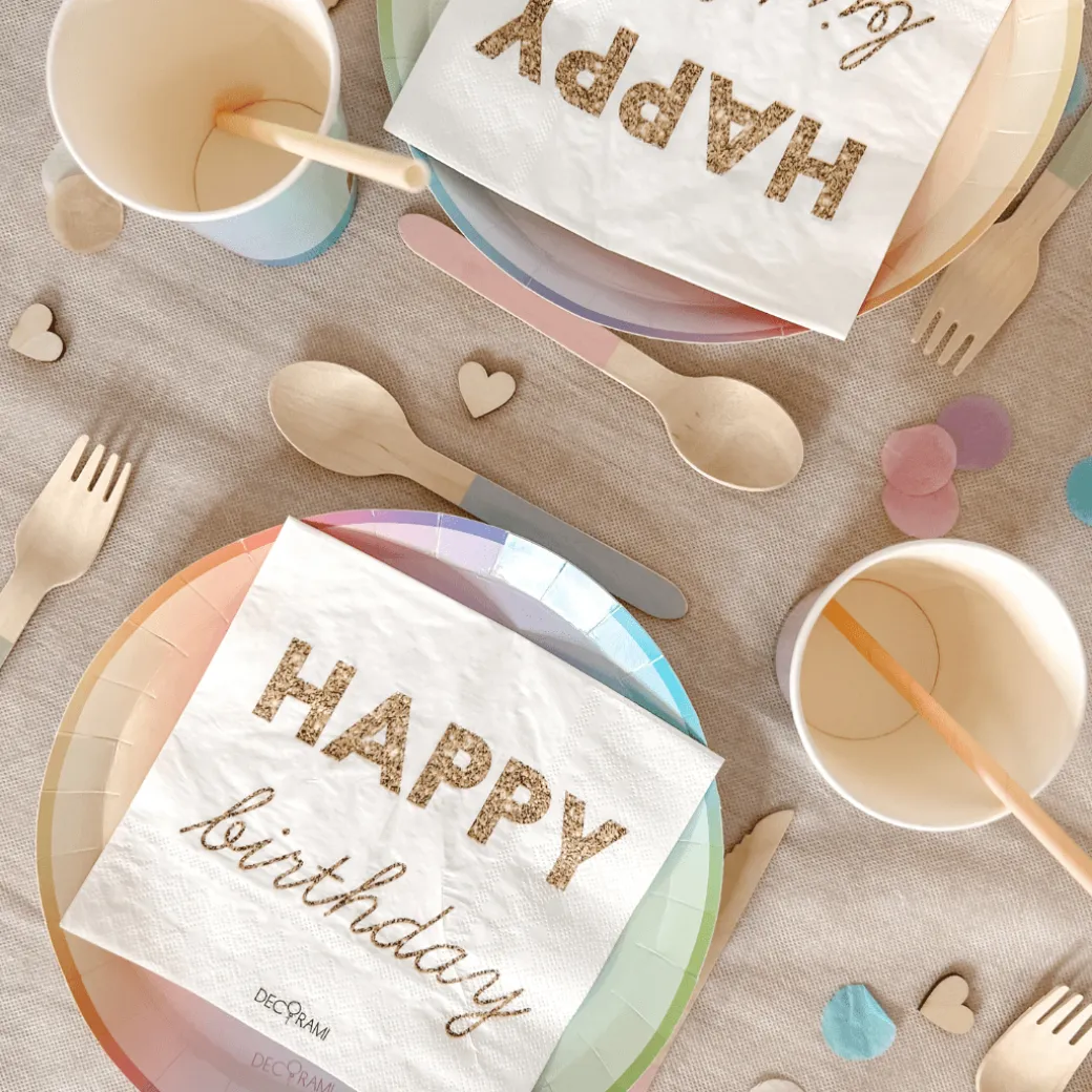 Eco-Pappbecher &-teller Set Pastell 24 Stk.