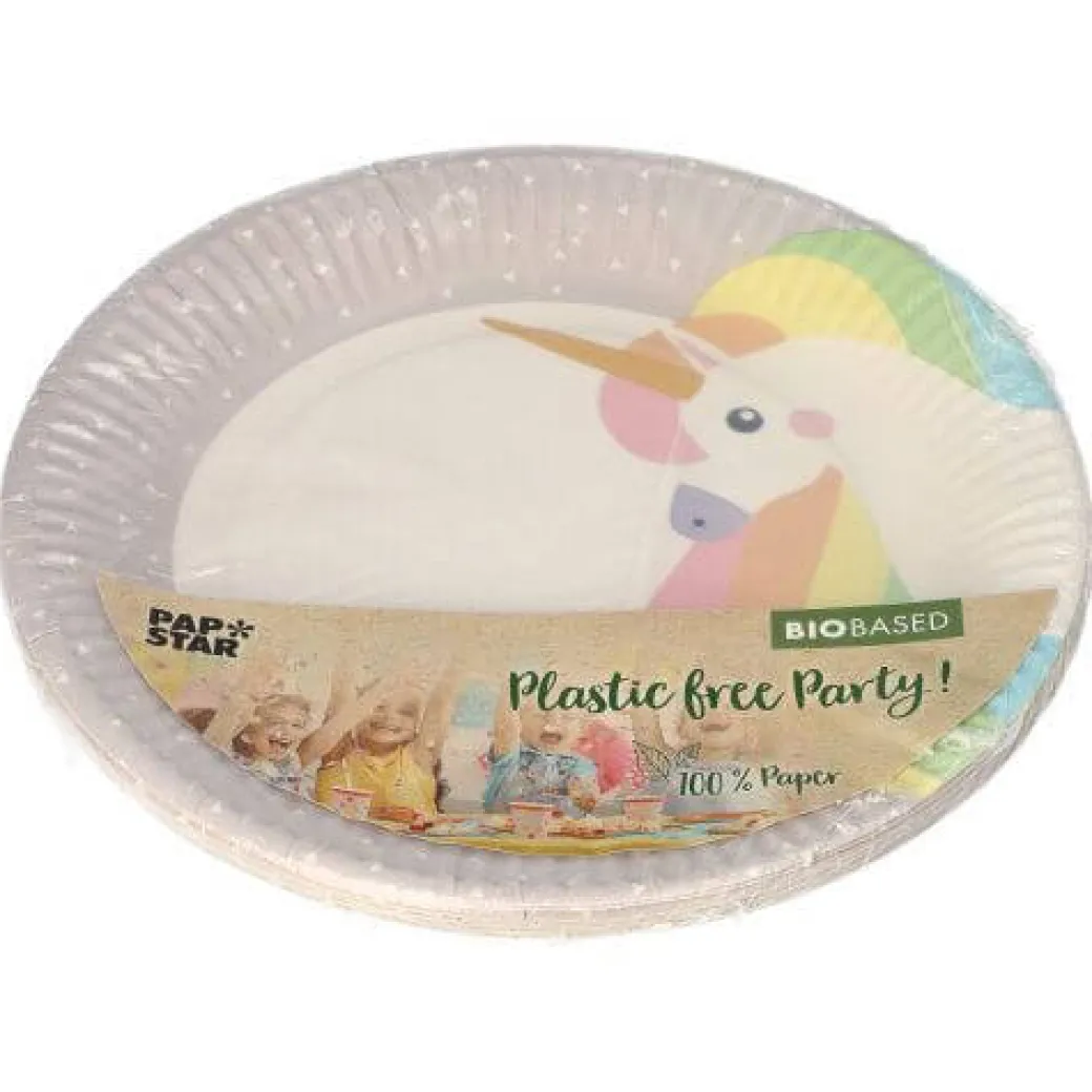 Eco-Pappteller Einhorn 10 Stk. Ø 23cm