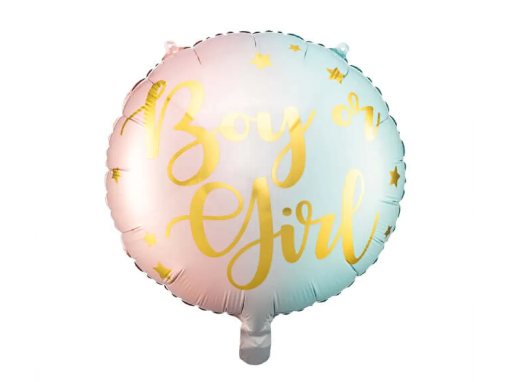 Folienballon "Boy or Girl" Pastell-Gold