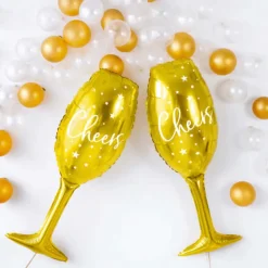 Folienballon Glas Cheers Gold