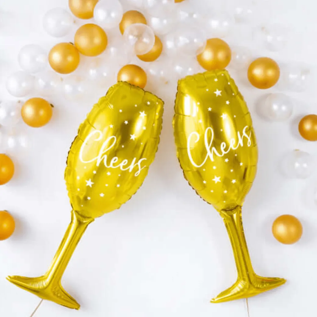 Folienballon Glas Cheers Gold