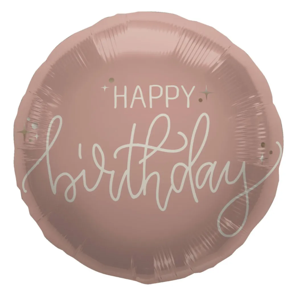 Geburtstagballon "Happy Birthday" Créme Roségold