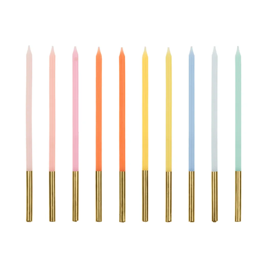 Geburtstagkerzen Bunt mit Gold 10 Stk.