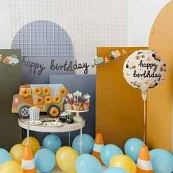Geburtstagsballon "Happy Birthday" Baustelle