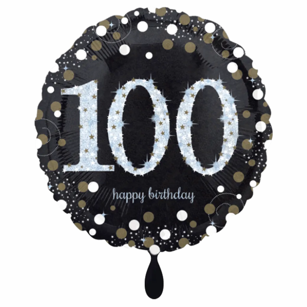 Geburtstagsballon "100 Happy Birthday" Sparkling