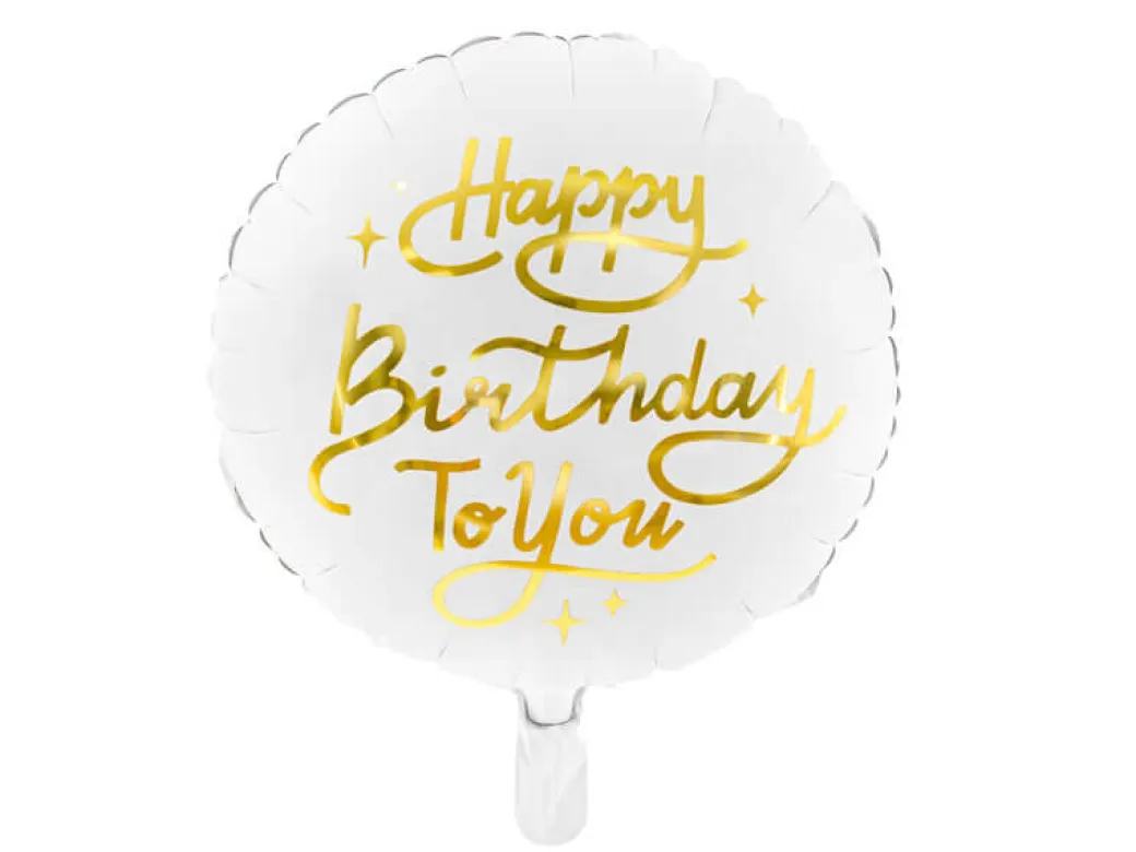 Geburtstagsballon "Happy Birthday To You" Weiß-Gold