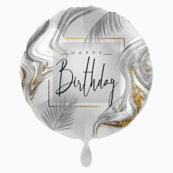 Geburtstagsballon "Happy Birthday" Liquid Silver