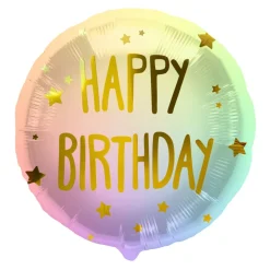 Geburtstagsballon "Happy Birthday" Rainbow Pastell