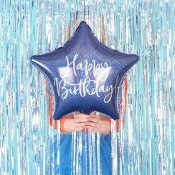 Geburtstagsballon "Happy Birthday" Stern Blau