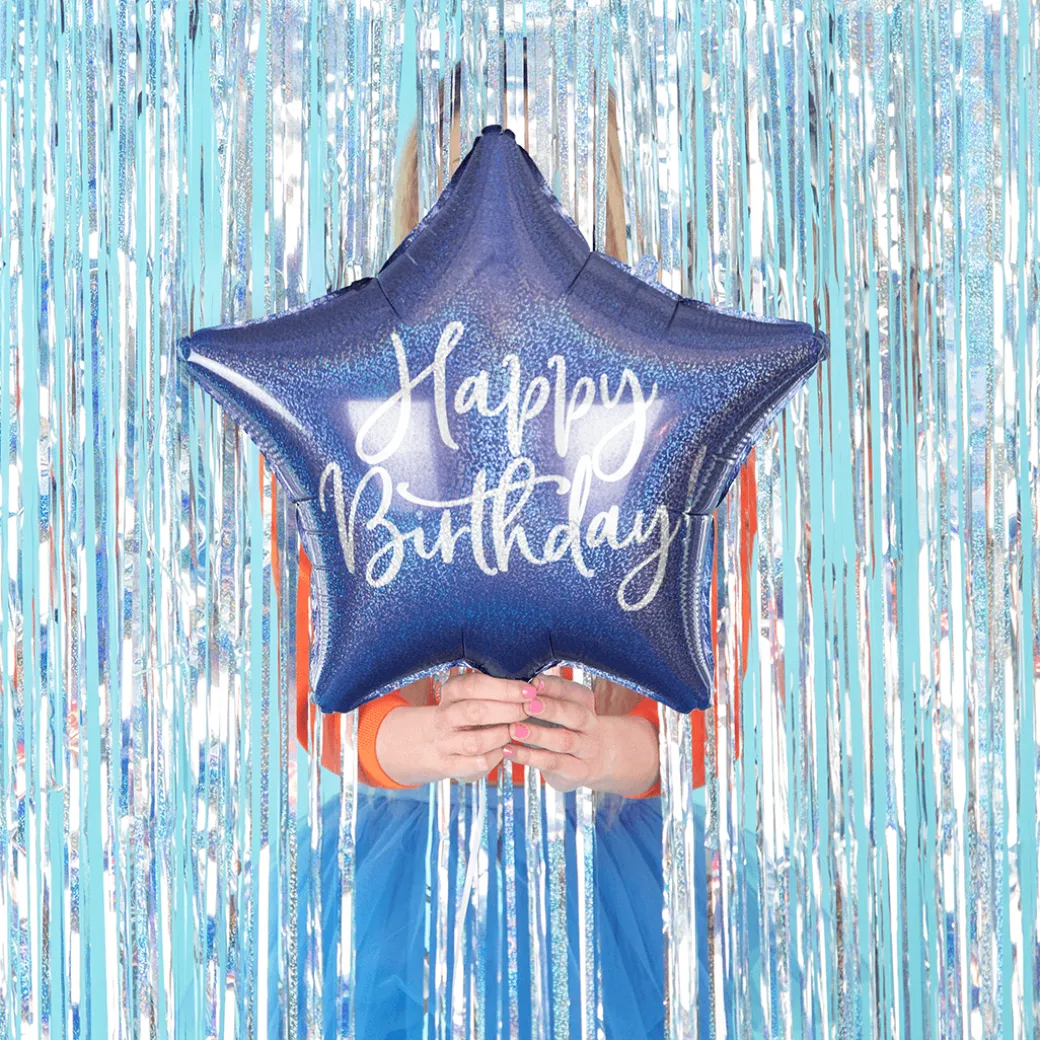 Geburtstagsballon "Happy Birthday" Stern Blau