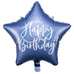 Geburtstagsballon "Happy Birthday" Stern Blau