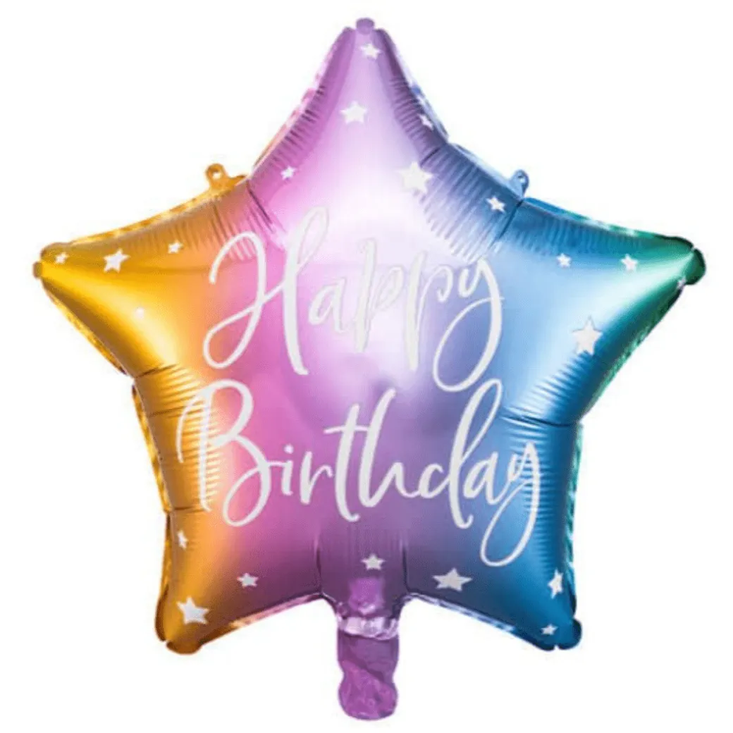 Geburtstagsballon "Happy Birthday" Stern Bunt