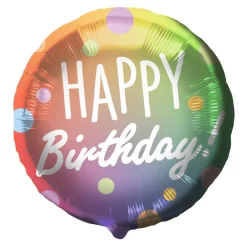 Geburtstagsballon "Happy Birthday" Rainbow Dots
