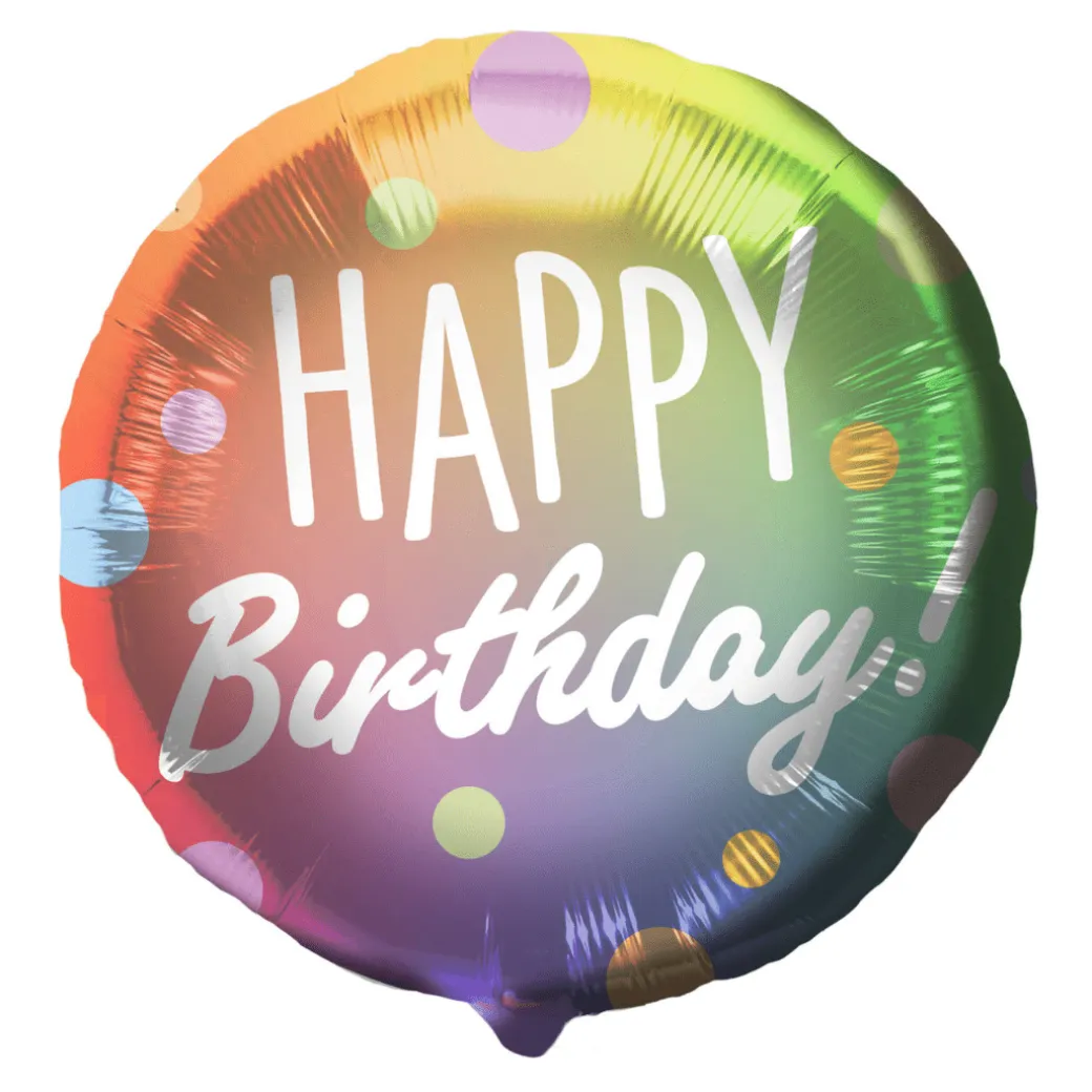 Geburtstagsballon "Happy Birthday" Rainbow Dots