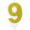 Geburtstagskerze Gold Glitzer "9"