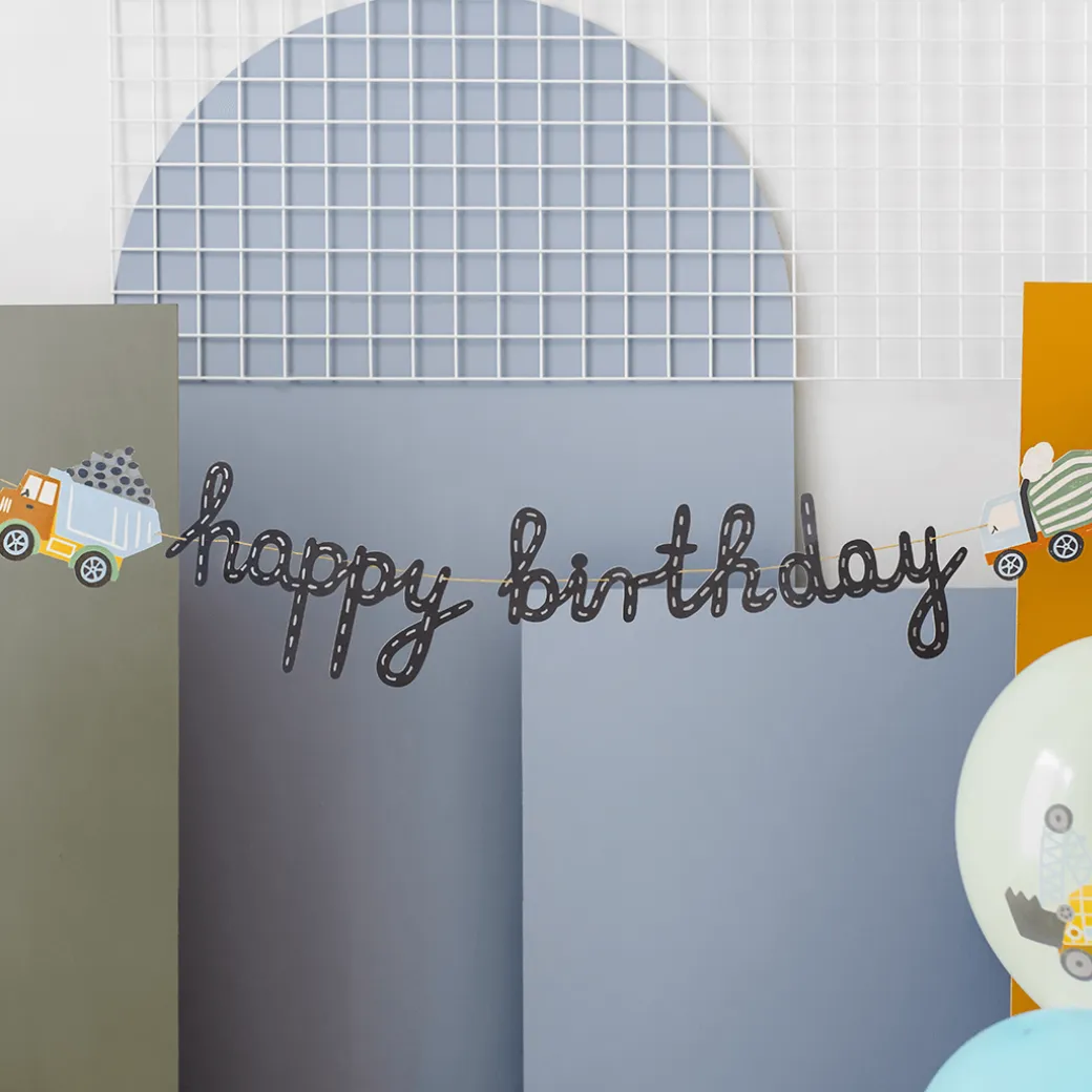 Girlande "Happy Birthday" Baufahrzeuge