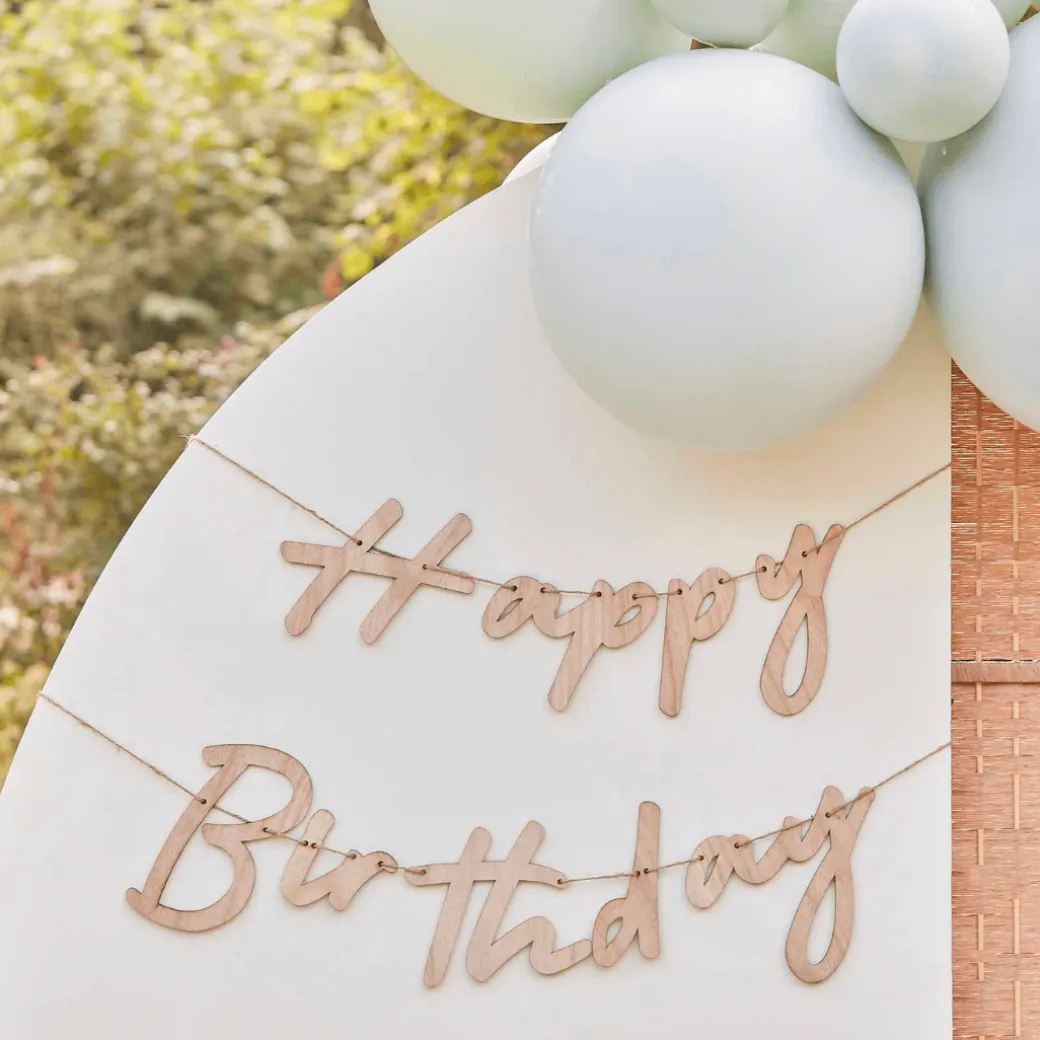 Girlande "Happy Birthday" Holz