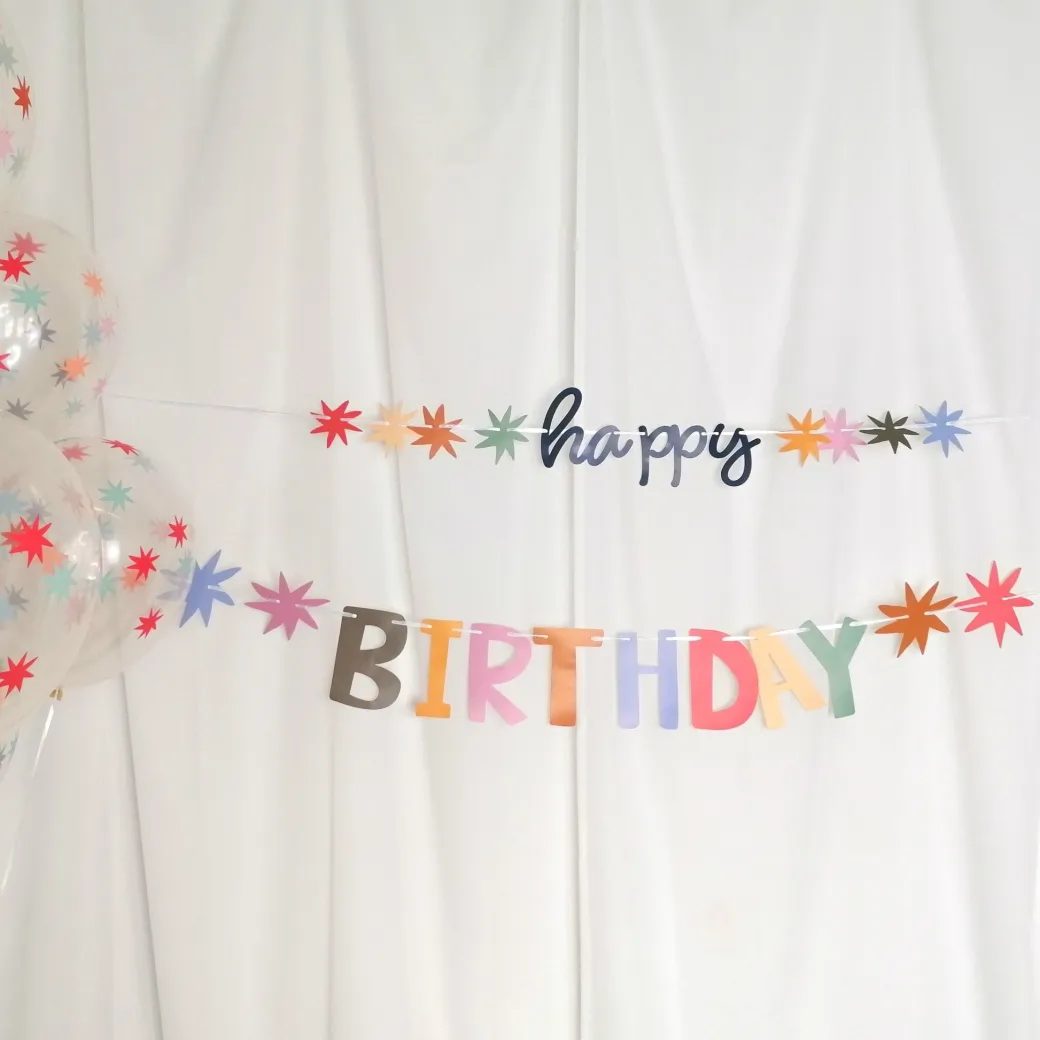 Girlande "Happy Birthday" Stars