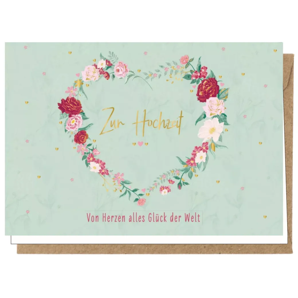 Grußkarte "Zur Hochzeit Von Herzen alles Glück der Welt"