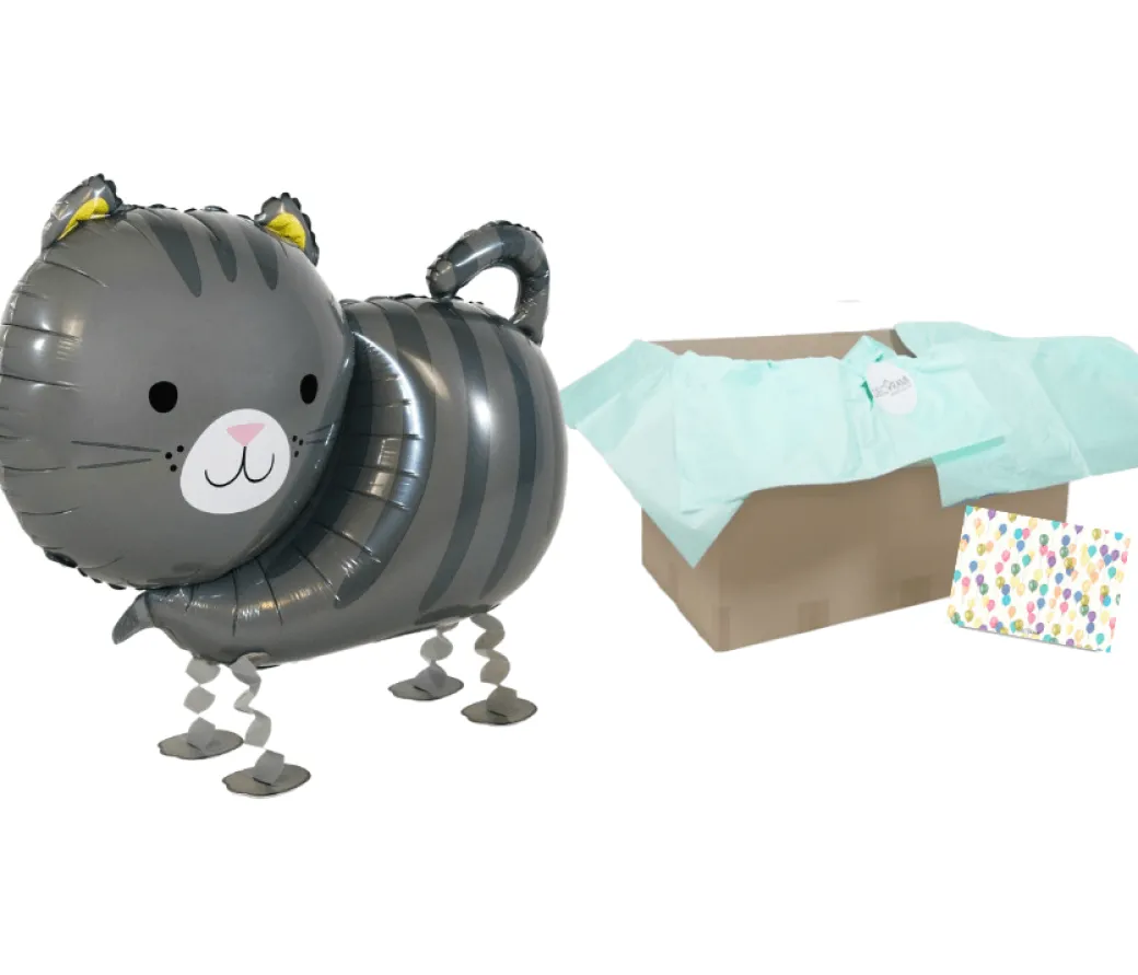 Heliumballon-Geschenk Airwalker Katze Grau