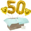 Heliumballon-Geschenk 50. Geburtstag Set Deluxe Gold