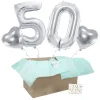 Heliumballon-Geschenk 50. Geburtstag Set Deluxe Silber
