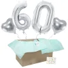 Heliumballon-Geschenk 60. Geburtstag Set Deluxe Silber