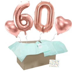 Heliumballon-Geschenk 60. Geburtstag Set Deluxe Roségold