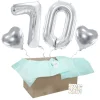 Heliumballon-Geschenk 70. Geburtstag Set Deluxe Silber