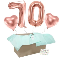 Heliumballon-Geschenk 70. Geburtstag Set Deluxe Roségold