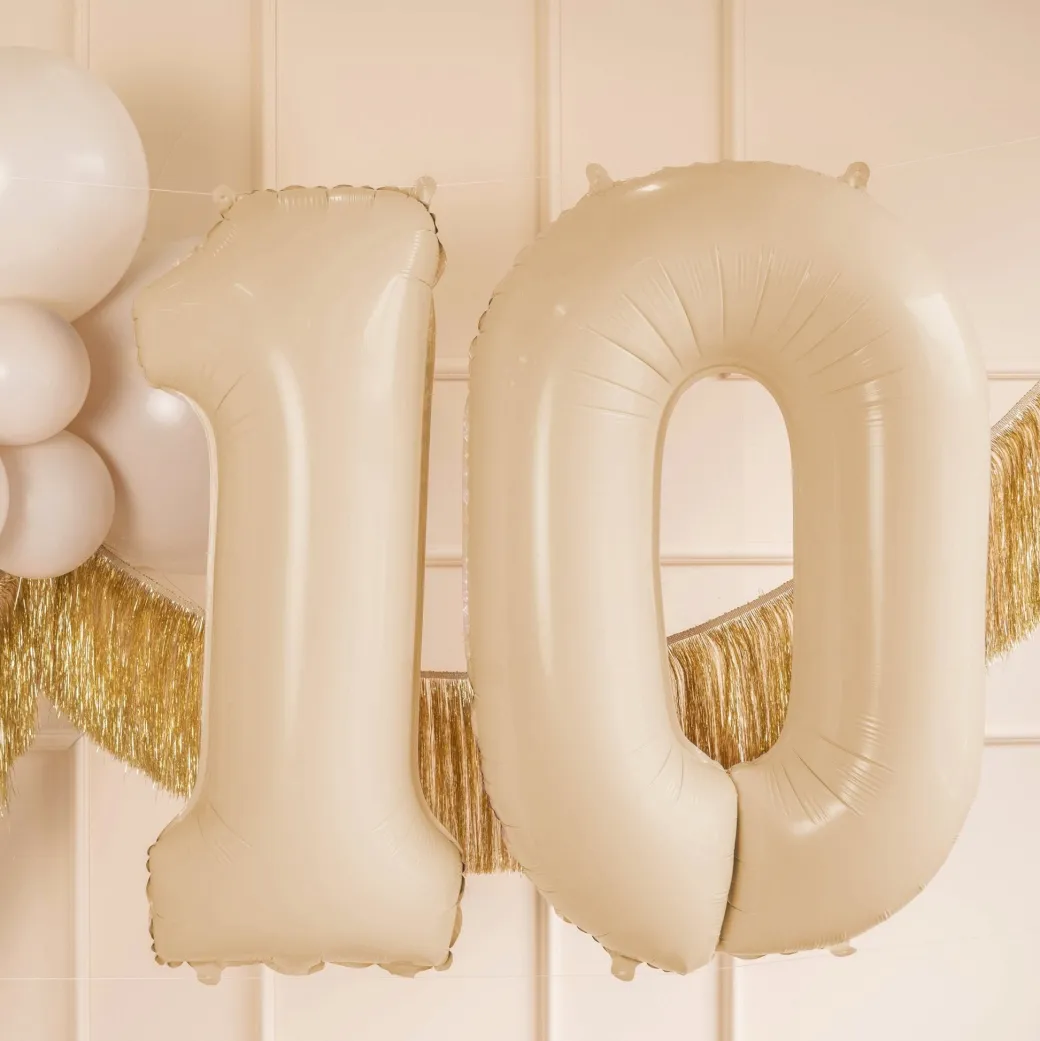 Heliumballon-Geschenk Geburtstags-Set Deluxe XL Creamy Beige