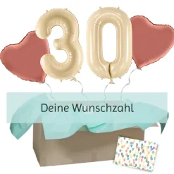 Heliumballon-Geschenk Geburtstags-Set Deluxe XL Creamy Beige
