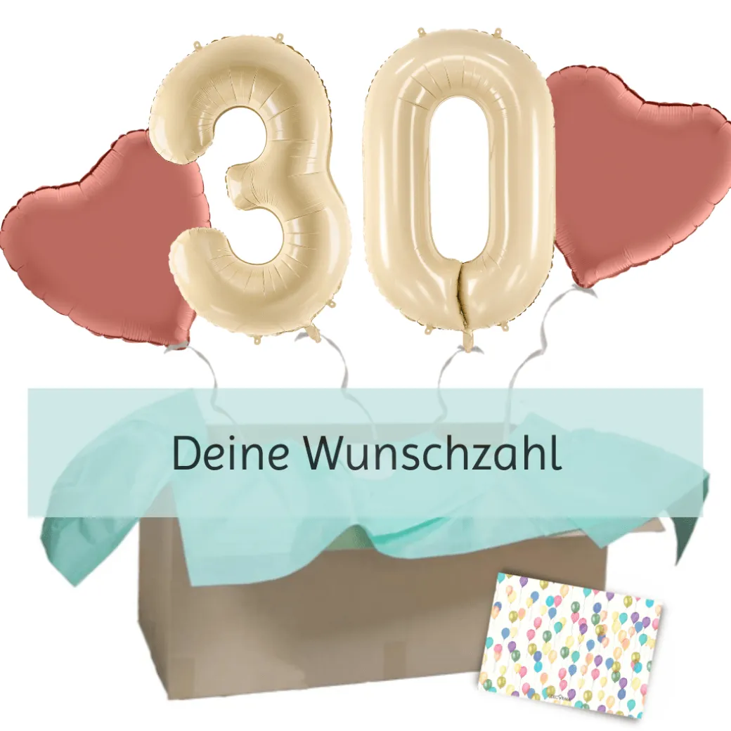 Heliumballon-Geschenk Geburtstags-Set Deluxe XL Creamy Beige