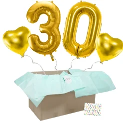 Heliumballon-Geschenk 30. Geburtstag Set Deluxe Gold