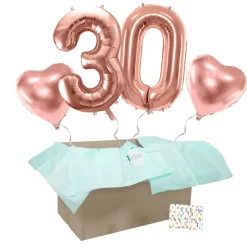 Heliumballon-Geschenk 30. Geburtstag Set Deluxe Roségold