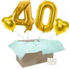 Heliumballon-Geschenk 40. Geburtstag Set Deluxe Gold