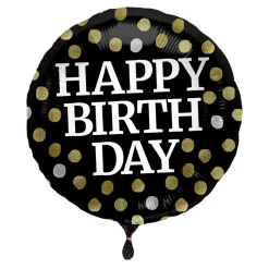 Heliumballon-Geschenk "Happy Birthday" Sparkling Black XXL Set Deluxe