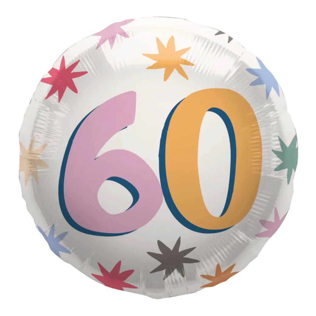 Heliumballon-Geschenk "60" Happy Birthday Bunt