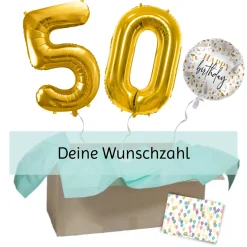Heliumballon-Geschenk "Happy Birthday" Gold XXL Set Deluxe