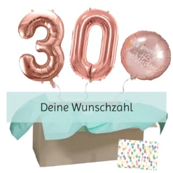 Heliumballon-Geschenk "Happy Birthday" Roségold XXL Set Deluxe